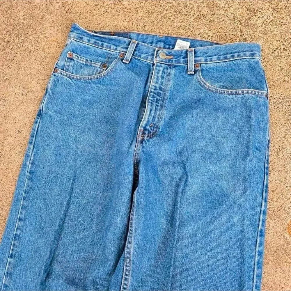 Vtg 90s LEVI'S Unnumbered Plain Medium Wash Straight Leg Denim Jeans 34 x 34